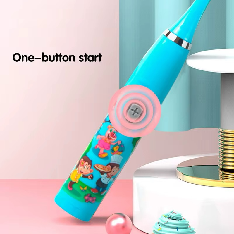 Rechargeable Sonic Kids Electric Toothbrush with 3 Dupont Heads, 5 Modes, USB Charging, IPX7 Waterproof
