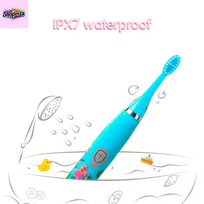 Rechargeable Sonic Kids Electric Toothbrush with 3 Dupont Heads, 5 Modes, USB Charging, IPX7 Waterproof