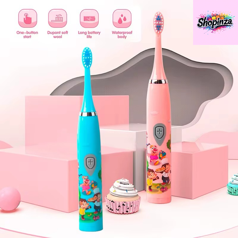 Rechargeable Sonic Kids Electric Toothbrush with 3 Dupont Heads, 5 Modes, USB Charging, IPX7 Waterproof