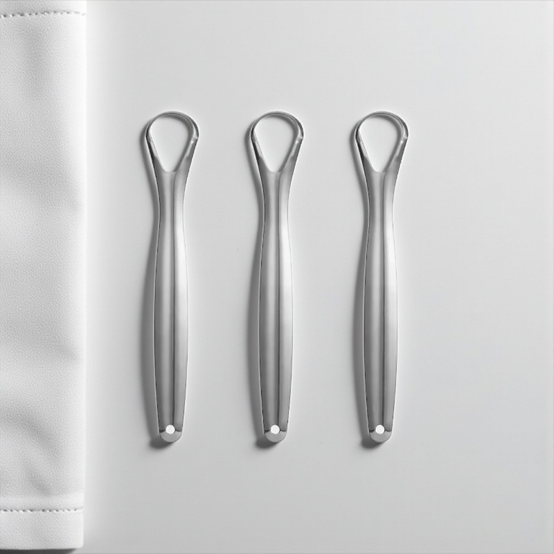 3-Piece Tongue Cleaner Set – Stainless Steel Tongue Scrapers for Fresh Breath & Oral Hygiene