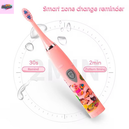 Rechargeable Sonic Kids Electric Toothbrush with 3 Dupont Heads, 5 Modes, USB Charging, IPX7 Waterproof