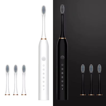 Rechargeable IPX7 Waterproof Sonic Couple Electric Toothbrush (USB-C Charging) – 4 Soft Bristles, 2-Min Timer & 30 s Reminder – Includes 1 Year Warranty