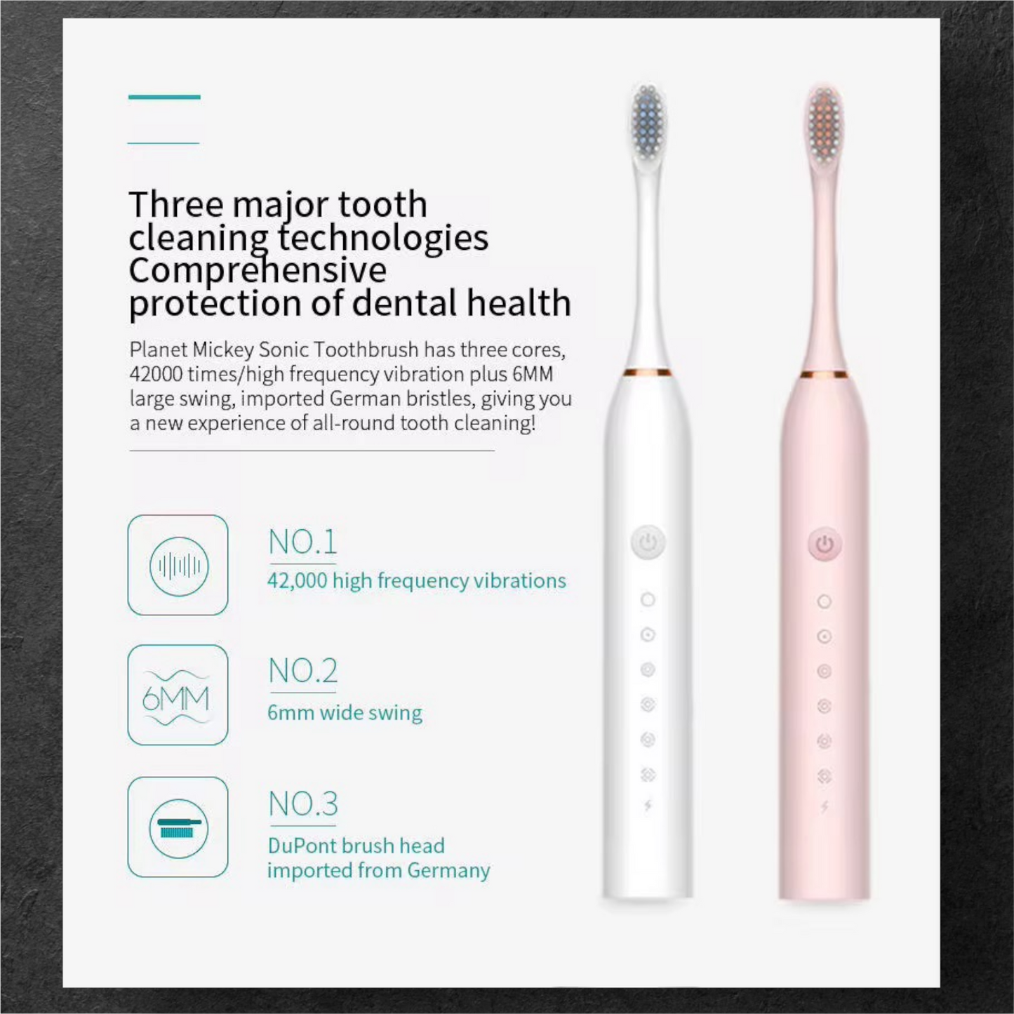 Rechargeable IPX7 Waterproof Sonic Couple Electric Toothbrush (USB-C Charging) – 4 Soft Bristles, 2-Min Timer & 30 s Reminder – Includes 1 Year Warranty