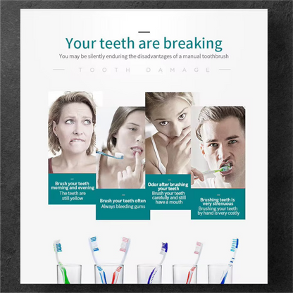 Rechargeable IPX7 Waterproof Sonic Couple Electric Toothbrush (USB-C Charging) – 4 Soft Bristles, 2-Min Timer & 30 s Reminder – Includes 1 Year Warranty